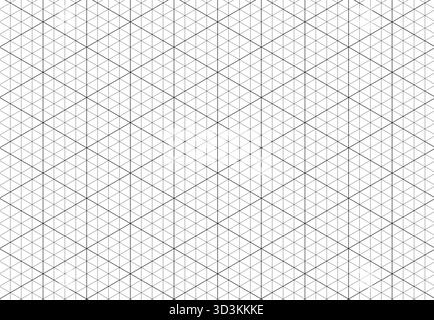 Isometric grid pattern. Line guides. Isometric 3d perspective graph background. Notebook sheet blank. Typography pattern for making notebooks Stock Vector