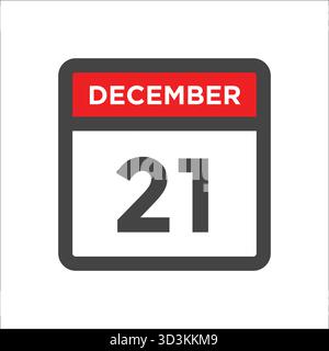 December 21 calendar icon with day and month Stock Vector
