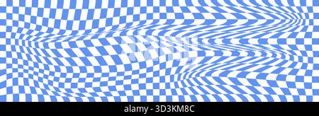 A blue and white pattern for a groovy seamless background with a retro or abstract checkerboard design.. Stock Vector
