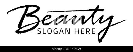 Elegant Handwritten Beauty Logo Design with Vector Text for Feminine Branding and Boutique Identity Signature Stock Vector