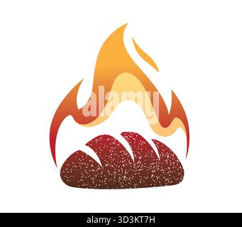 Creative Bread Flames Logo Hot Sourdough Vector Symbol Design Icon Illustration Stock Vector