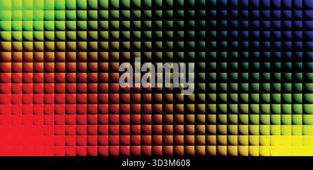 Dark Multicolor Pixel Square Gradient Background with Futuristic Geometric 3D Blocks Abstract Vibrant Texture for Modern Digital Design and Creative T Stock Vector