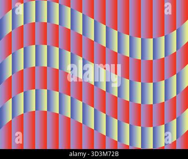 Vibrant Wavy Striped Abstract Pattern — Dynamic Red, Blue, and Yellow Geometric Lines Background for Modern Design Projects Stock Vector