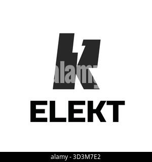 Minimal letter k thunder logo alphabet bolt vector symbol design Stock Vector