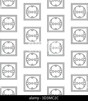 Vector seamless pattern of flat socket isolated on white background Stock Vector