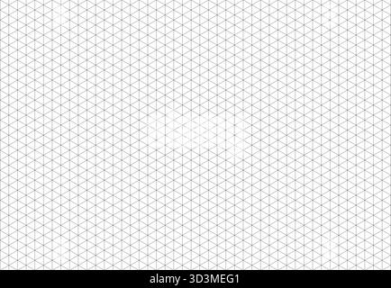 Isometric squared grid. Notebook sheet blank. Black isometric line guides. Printable 3d perspective backdrop. Mathematic typography pattern for making Stock Vector