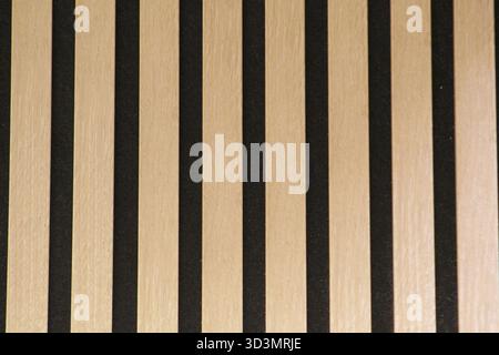 Minimalist image of light brown wooden surface featuring vertical lines and natural wood grain, creating a warm abstract background. Stock Photo