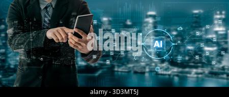 An AI-powered system for automating data workflows. The central intelligence processes and distributes information, managing complex data pipelines as Stock Photo