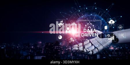 AI drives data-driven decisions with intelligent analytics, smart data visualization, and cloud-based tools that process, interpret, and guide Stock Photo