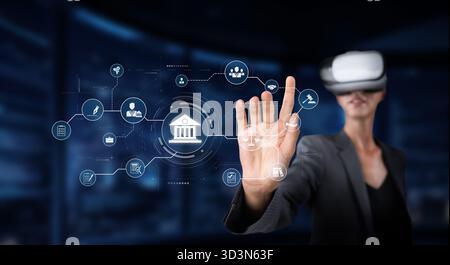 Innovative integration of virtual reality in online banking enhances user experience with modern regulations and compliance in the dynamic digital Stock Photo