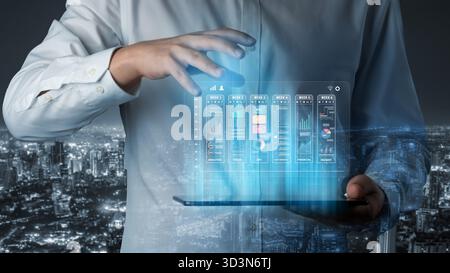 A weekly business performance report and analytics dashboard. A concept for tracking trends, KPIs, financial data, and insights over time. Motif Stock Photo