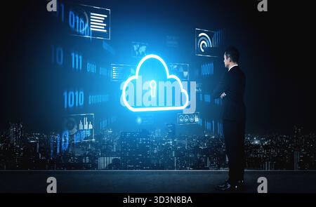 Cloud computing enables digital growth with secure data storage, scalable infrastructure, and strategic cloud-based business solutions. Vouch Stock Photo