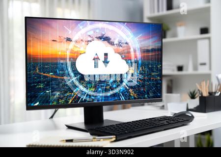 Cloud computing software for brisk remote work and personal data storage Stock Photo
