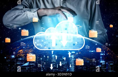 Cloud computing enables digital growth with secure data storage, scalable infrastructure, and strategic cloud-based business solutions. Vouch Stock Photo
