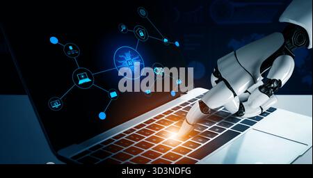 AI powers intelligent networks by linking data, enhancing real-time analytics, securing communication, and improving system efficiency and automation Stock Photo
