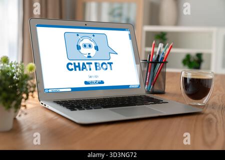 Chatbot software application for modish online business that automatically reply to customer questions Stock Photo