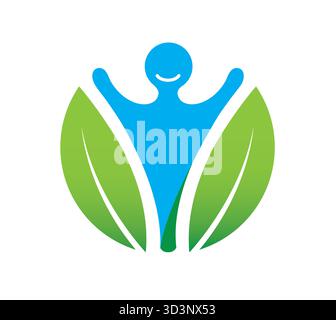 Creative Body Leaves Circel Logo Design Stock Vector