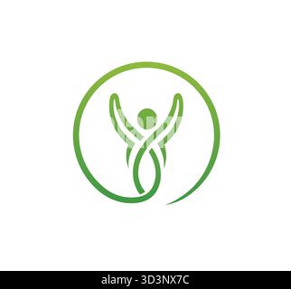 Creative Body Leaves Circel Logo Design Stock Vector
