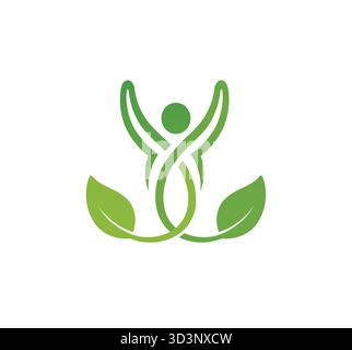 Creative Body Leaves Circel Logo Design Stock Vector