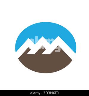 Oval mountain with oval blue space logo vector symbol icon design illustration Stock Vector