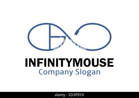 Mouse cable infinity logo endless mouse cursor vector design symbol icon Stock Vector