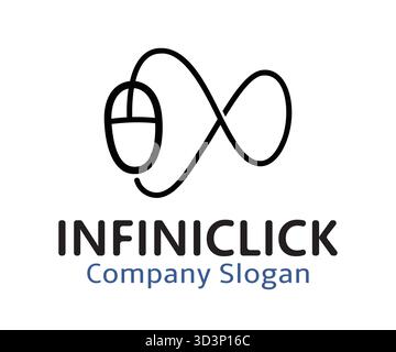 Mouse cable infinity logo endless mouse cursor vector design symbol icon Stock Vector