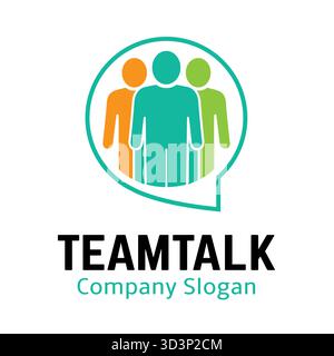 colorful human silhouette inside a bulb chat logo three people team vector design symbol Stock Vector