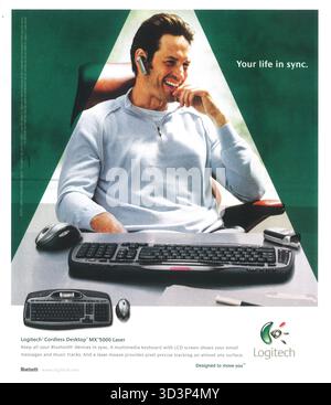 2005 Logitech Cordless Desktop MX 5000 Laser, an advanced wireless keyboard and mouse combination  Bluetooth 2.0 EDR wireless technology Stock Photo