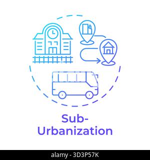 Suburbanization blue gradient concept icon Stock Vector