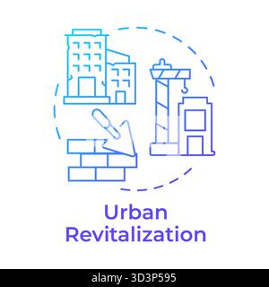 Urban revitalization blue gradient concept icon Stock Vector