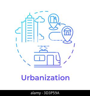 Urbanization blue gradient concept icon Stock Vector