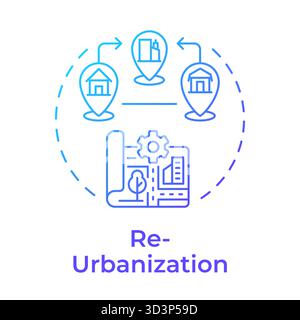 Reurbanization blue gradient concept icon Stock Vector