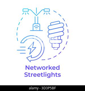 Networked streetlights blue gradient concept icon Stock Vector