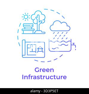 Green Infrastructure blue gradient concept icon Stock Vector