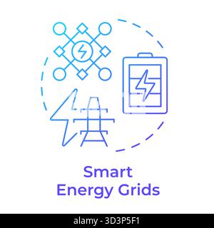Smart energy grids blue gradient concept icon Stock Vector
