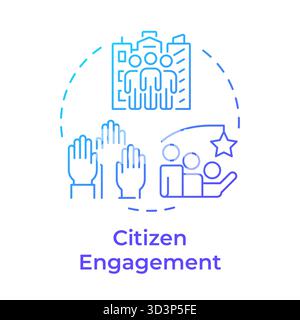 Citizen engagement blue gradient concept icon Stock Vector