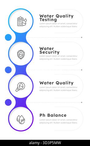Water quality testing infographic blue gradient circles Stock Vector