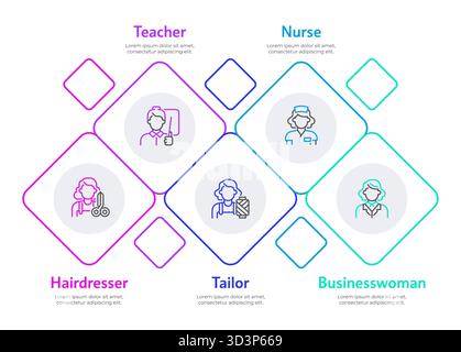 Job opportunities for women infographic rhombuses Stock Vector