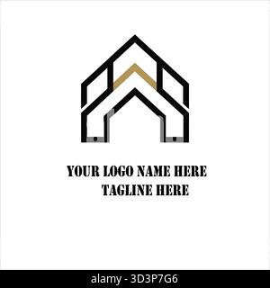"Minimalist real estate logo design, abstract building and home shape, clean modern lines, professional vector logo, white background" Stock Vector