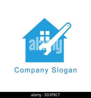 House and wrench logo home and repair key vector design symbol Stock Vector