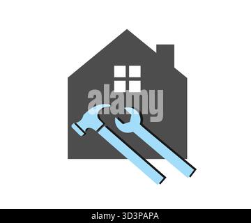 House and wrench and hammer logo home and repair key vector design symbol Stock Vector