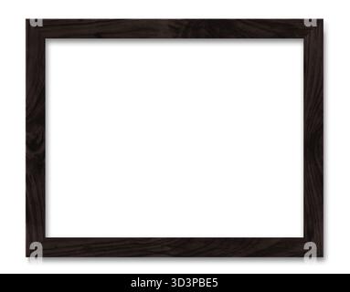 Rectangular picture frame. Old wooden frame, vintage style, with empty space and isolated white background Stock Photo