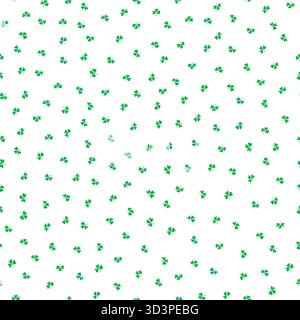 Ditzy green shamrocks seamless vector pattern background. Tossed three leaf clover on white backdrop. Irish lucky charm motifs. Scattered St. Patricks Stock Vector