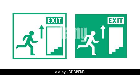 Upstairs emergency exit signs logo vector illustration running man. Stock Vector