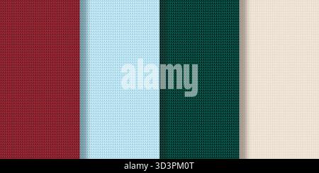 Set of seamless knitted patterns Stock Vector