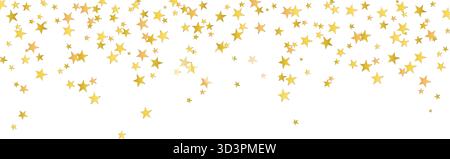 Star background. Gold stars banner on isolated background. Confetti border with stars falling for festive vector illustration like Christmas, New Year Stock Vector