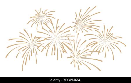 Gold fireworks display vector symbol on isolated background Stock Vector