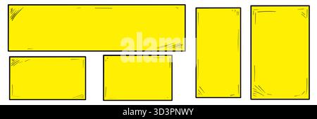 illustration: yellow rectangular sign board backgrounds set isolated on white Stock Photo