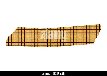 Ripped torn paper adhesive grid pattern washi tape isolated on white background Stock Photo