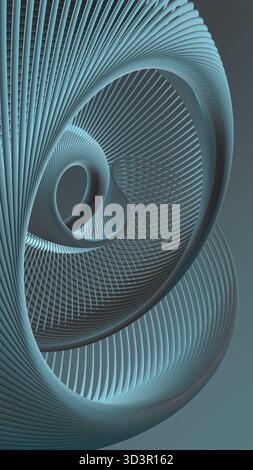 A captivating abstract illustration featuring intricately woven parametric threads against a dark background. This futuristic design blends minimalism Stock Photo